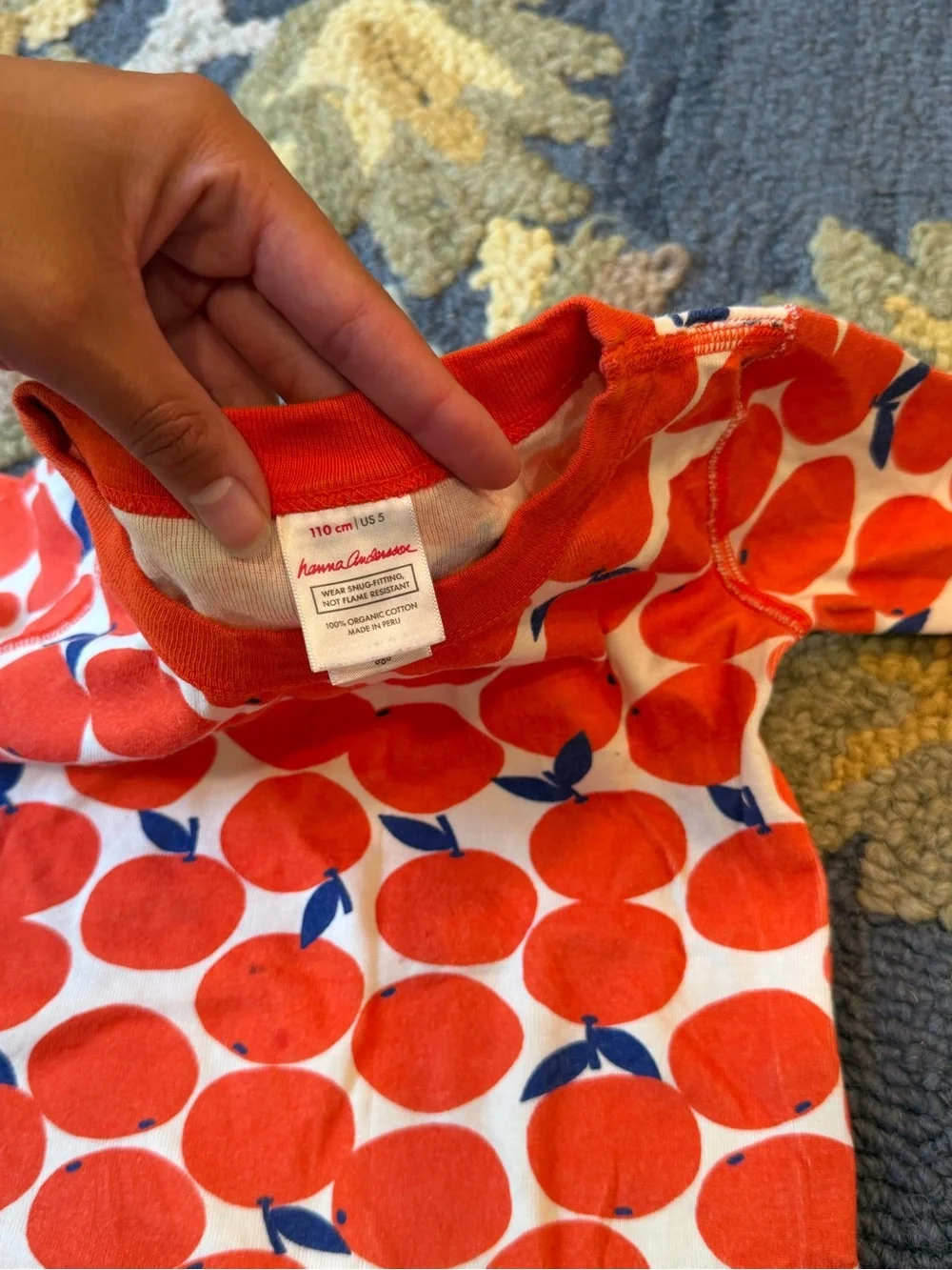 Hanna Andersson Orange & Navy Fruit-Print Short Sleeve Tee